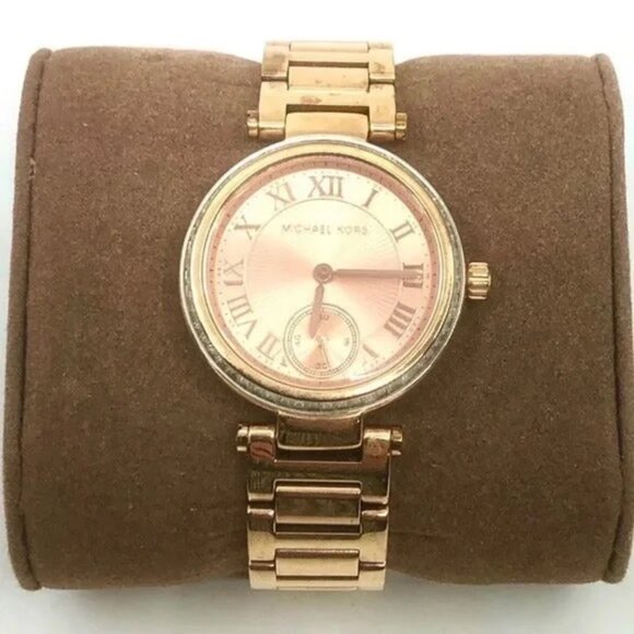 MICHAEL KORS~Skylar ~SWAROVSKI CRYSTAL GLITZ ROSE-GOLD WATCH~w/BOX +ALL LINKS - Picture 4 of 6